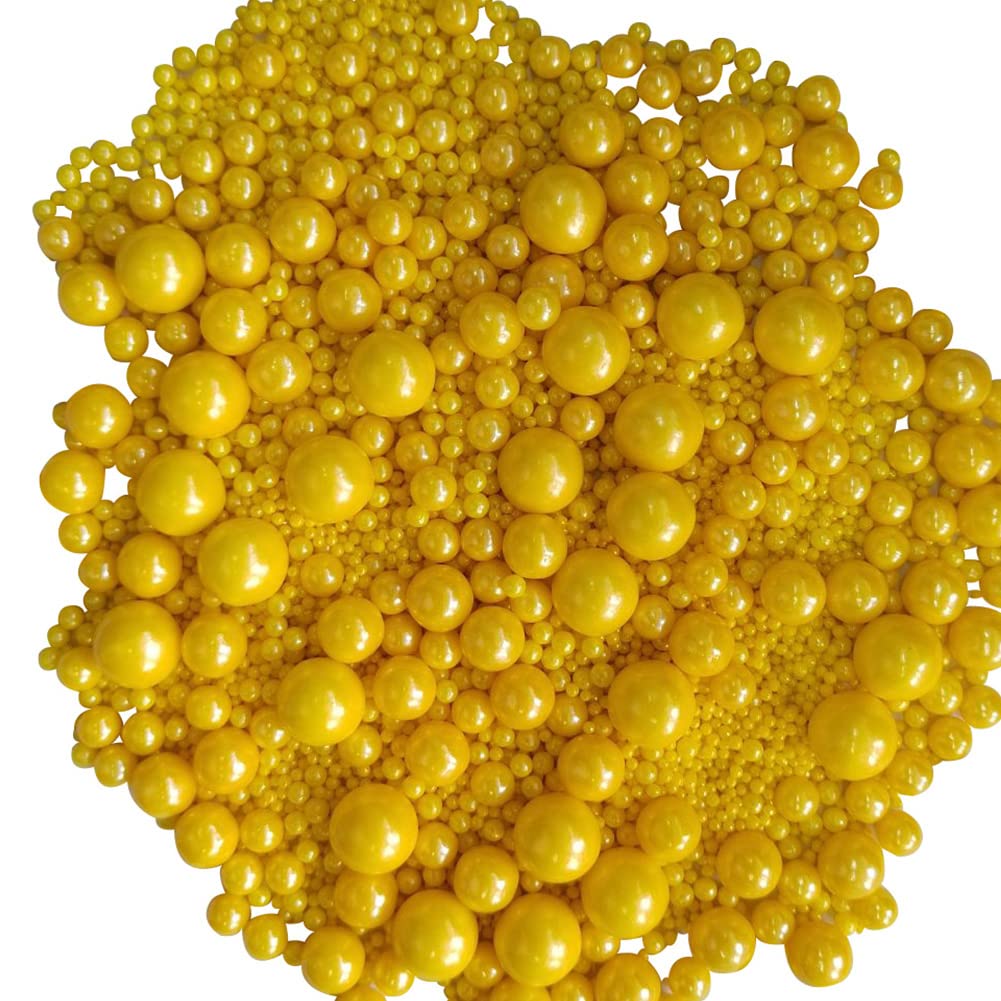 Edible Yellow Sugar Pearls Candy Sprinkles 120G/ 4.23Ounce Baking Cake Sprinkles Cupcake and Cake