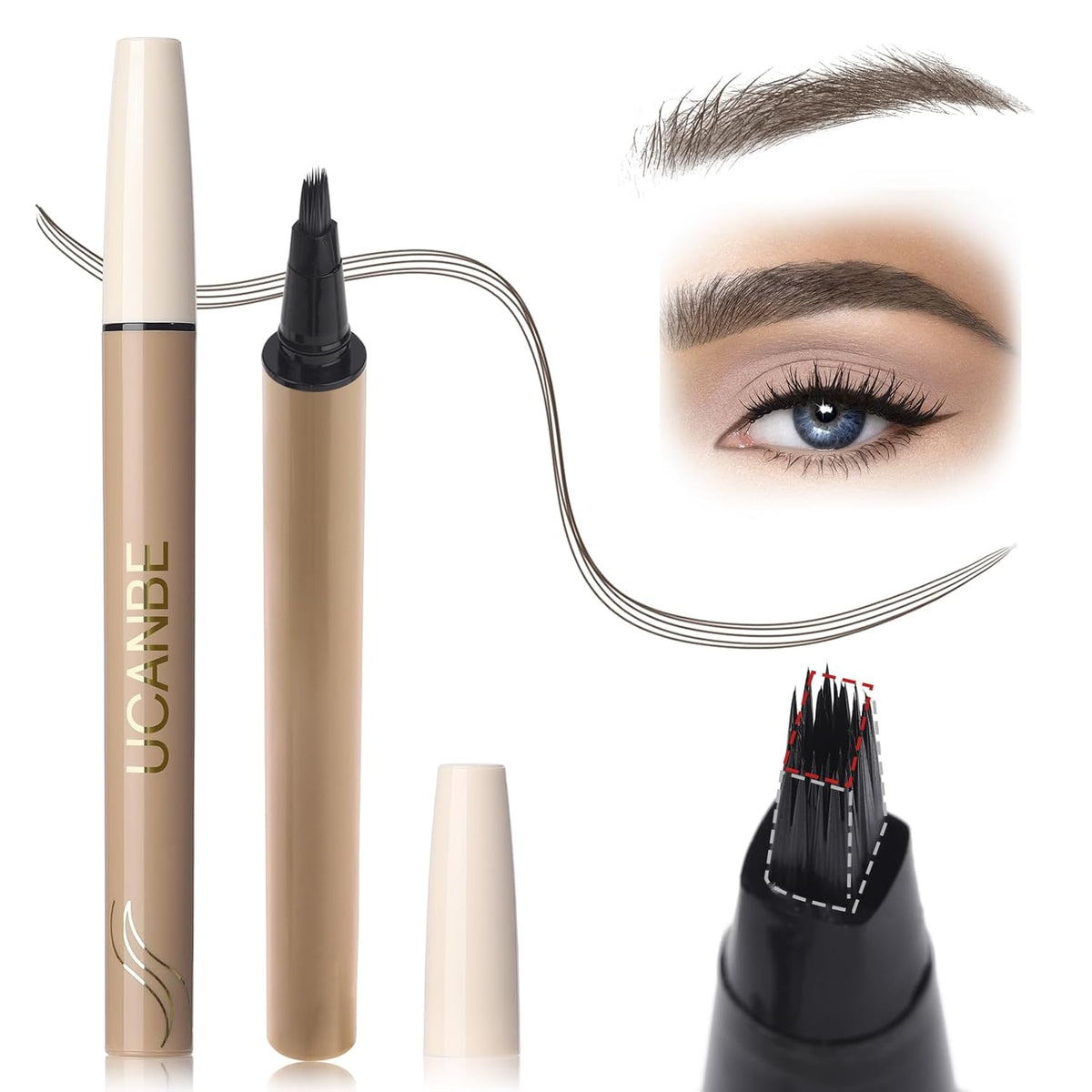 Microblading Brow-Fection Brow Eyebrow Pencil – Angled Brush Tip, Wild Natural Hair-Like Strokes