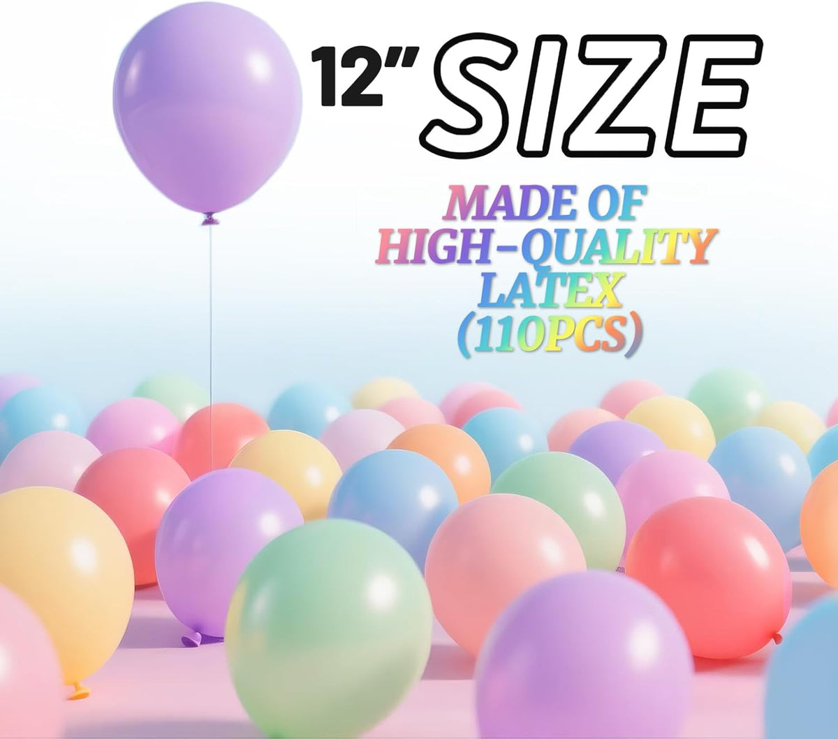 110pcs Pastel Balloons 12 Inch, Pastel color balloons Assorted Latex Ballons for Birthday Party