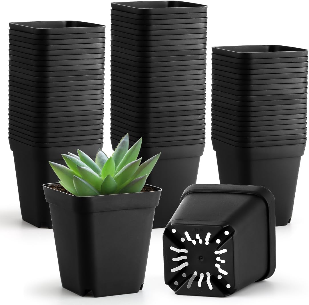 Small Plant Pots 3.5 Inch, 120 Pcs Nursery Pots with Drainage Holes, Durable Plastic Succulents