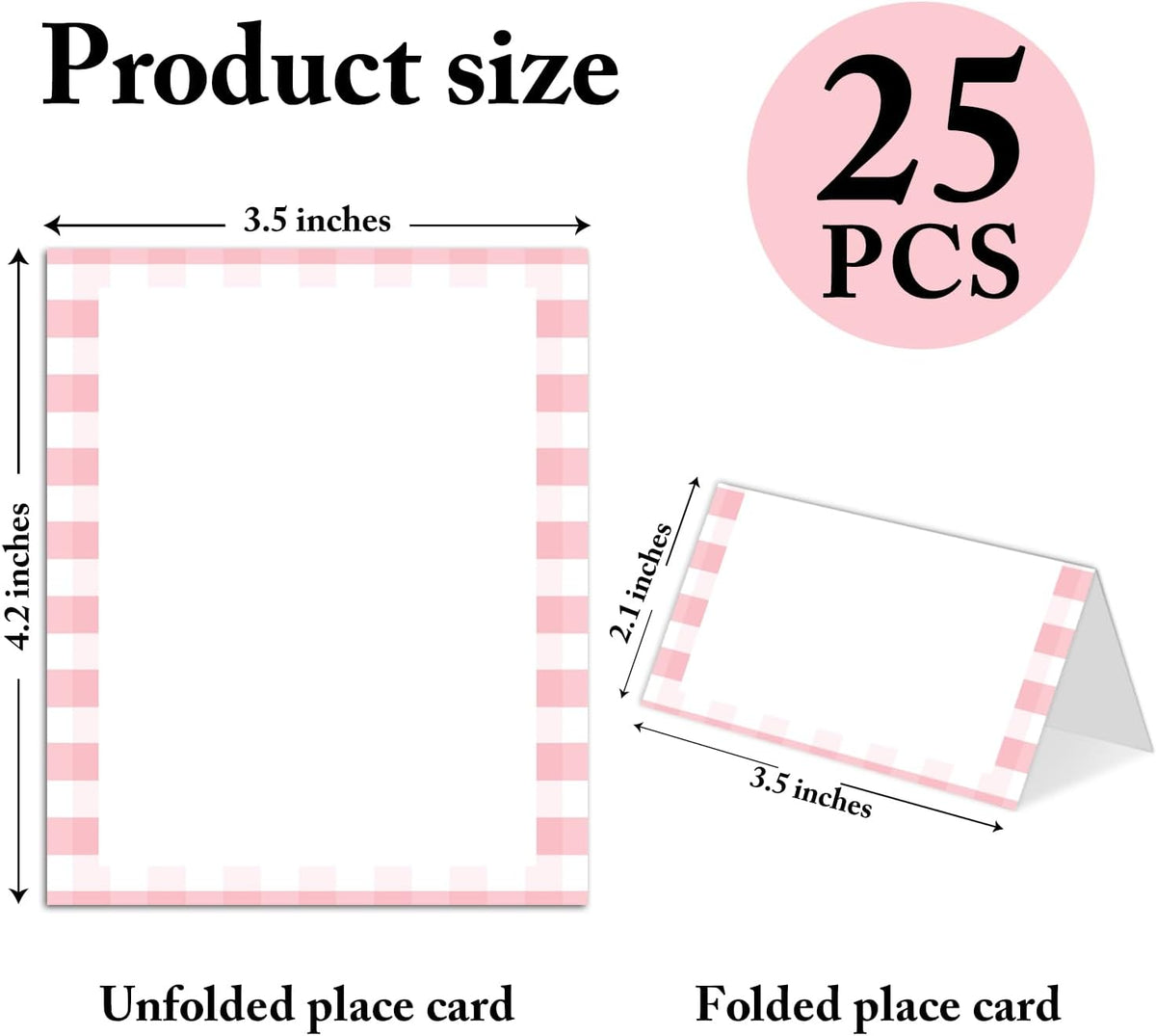 25 Pack Pink Stripes Place Cards, Editable Name Cards for Table Setting, Tent Cards Food Label for