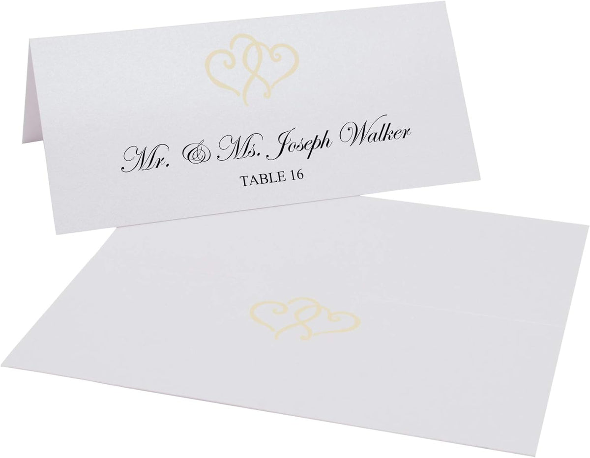 Linked Hearts Printable Place Cards, Ivory (Choose Color), Set of 60 (10 Sheets), Laser & Inkjet
