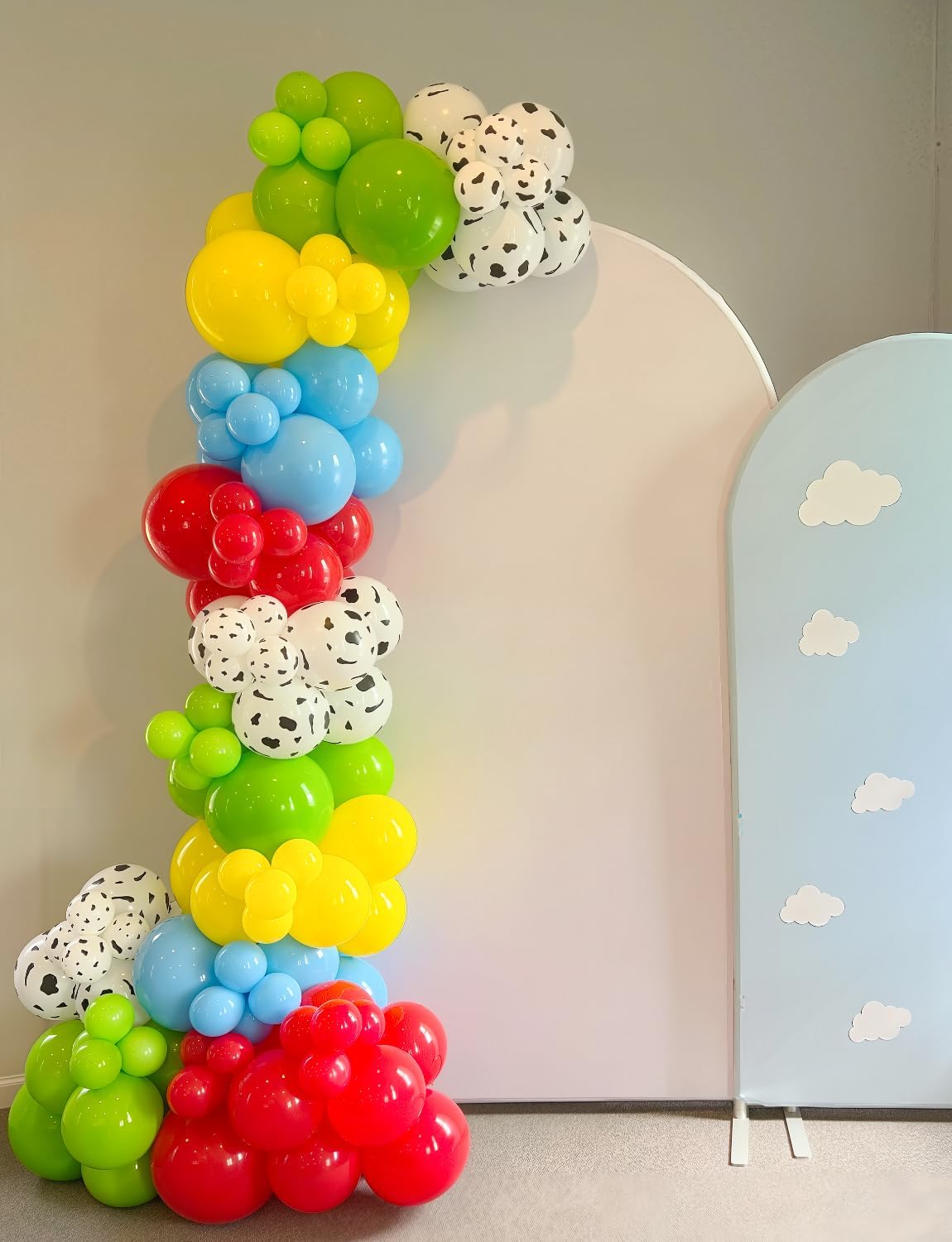Red Yellow Blue Balloons 12 Inch Red Yellow and Blue Balloons with Sky Blue, Lime Green, Cloud Cow