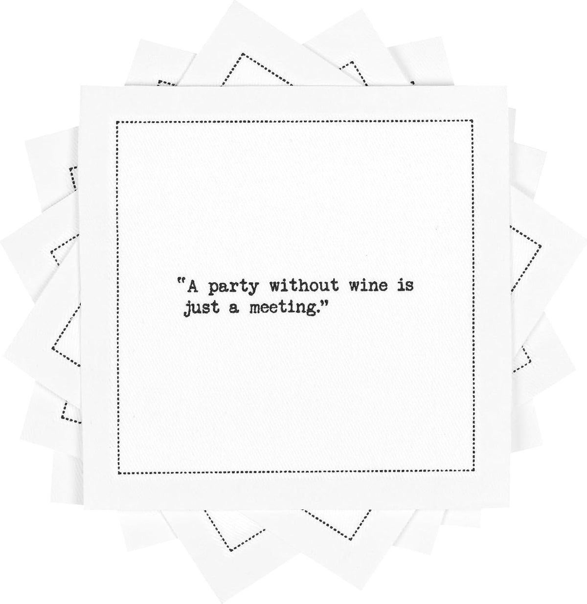 Five Star Napkins Wine Quotes, White Cotton Cocktail Napkins, Beverage Napkins, Bar Napkins, Cloth