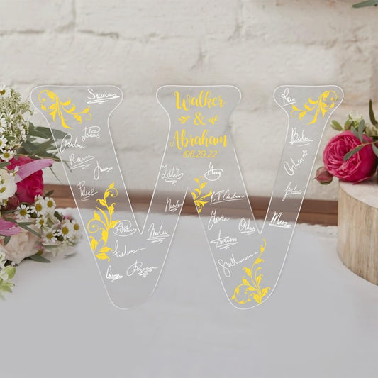 Personalized Wedding Guest Book Sign Custom Letter Name Date Rustic Wedding Guest Book Alternative