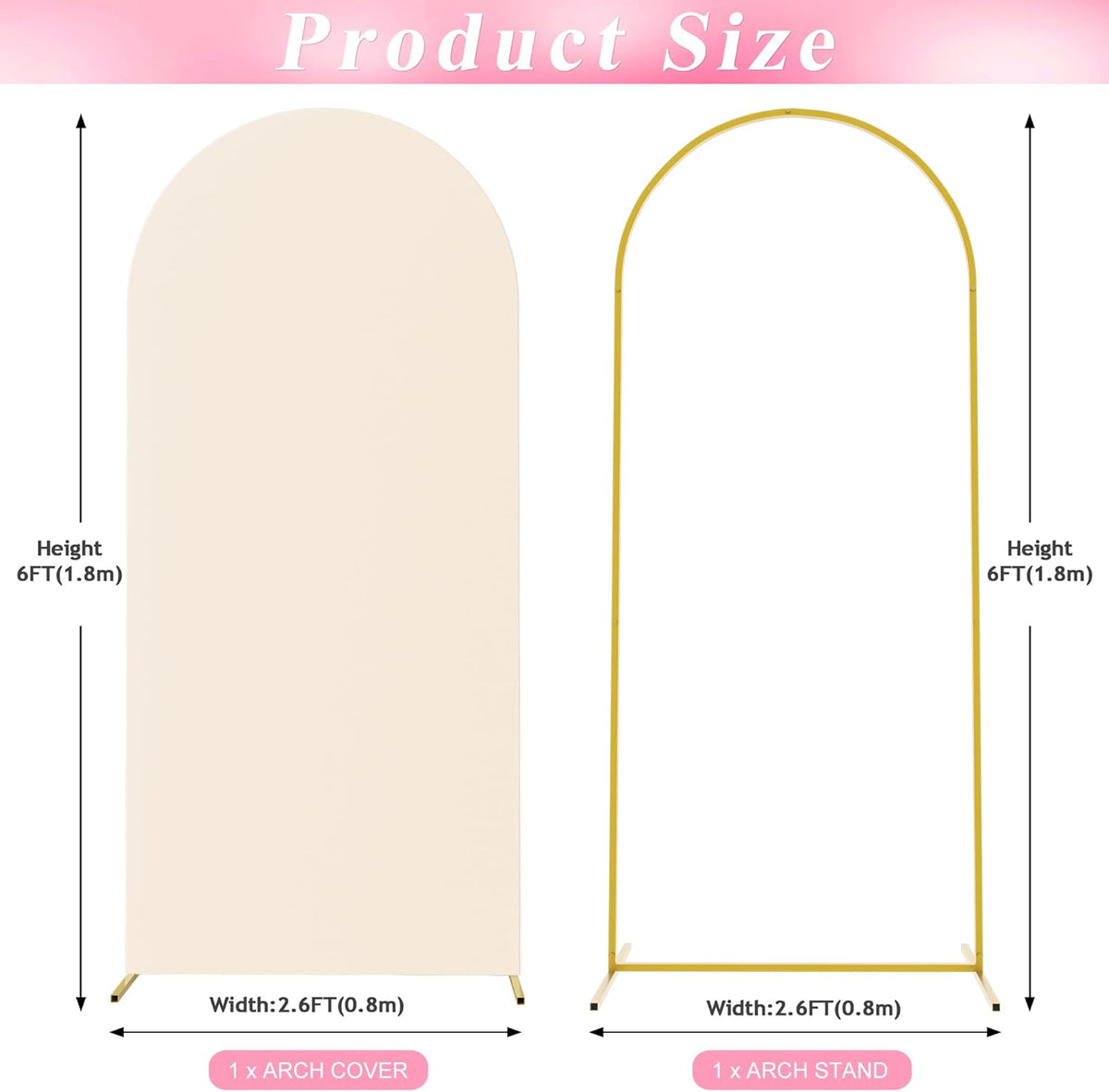 Wokceer 6 FT Wedding Arch Backdrop Stand and Arch Cover Metal Arch Stand with Arch Stand Cover for