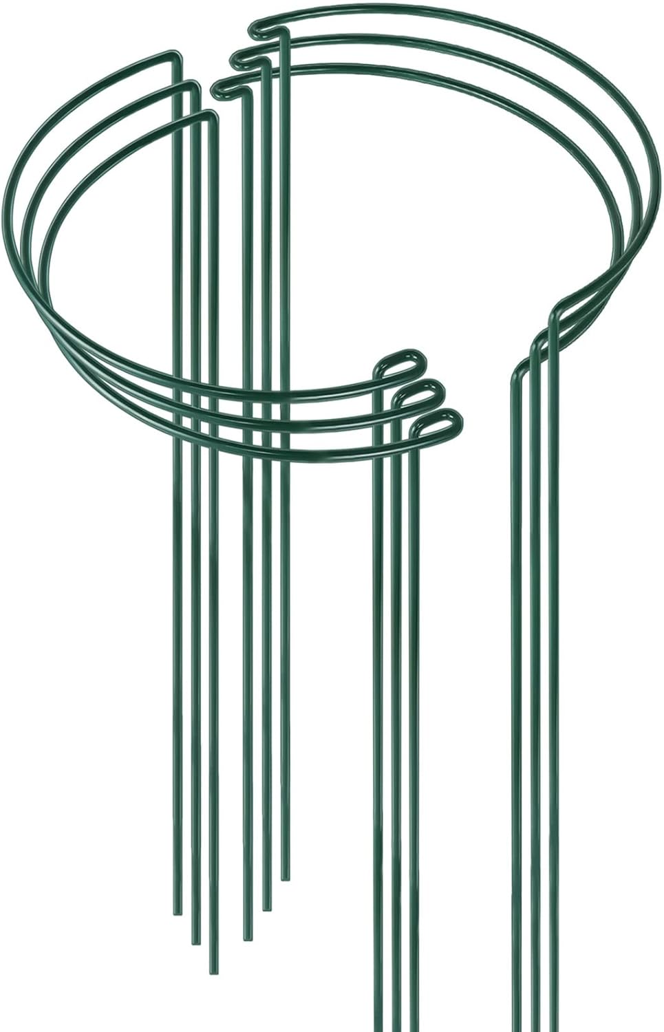 HiGift 6 Pack 24 Inch Plant Stakes, 10" Wide x 24" High Half Round Metal Peony Cages and Support