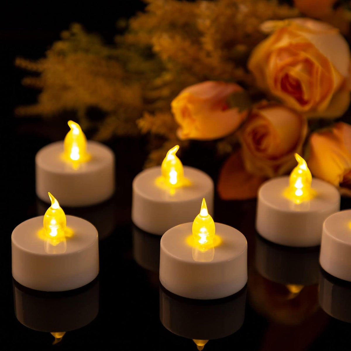 Tea Light Candles with Remote Control,Flickering Flameless LED Candle,Long Lasting