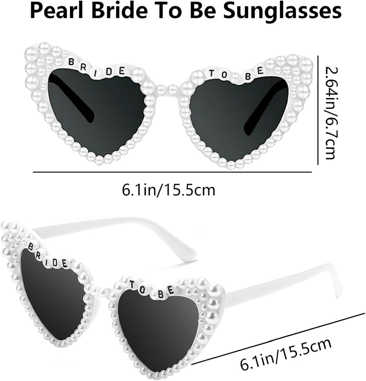 3PCS Bride To Be Veil White Print Bridal Veils Bride Sash and Pearl Sunglasses for Bachelorette