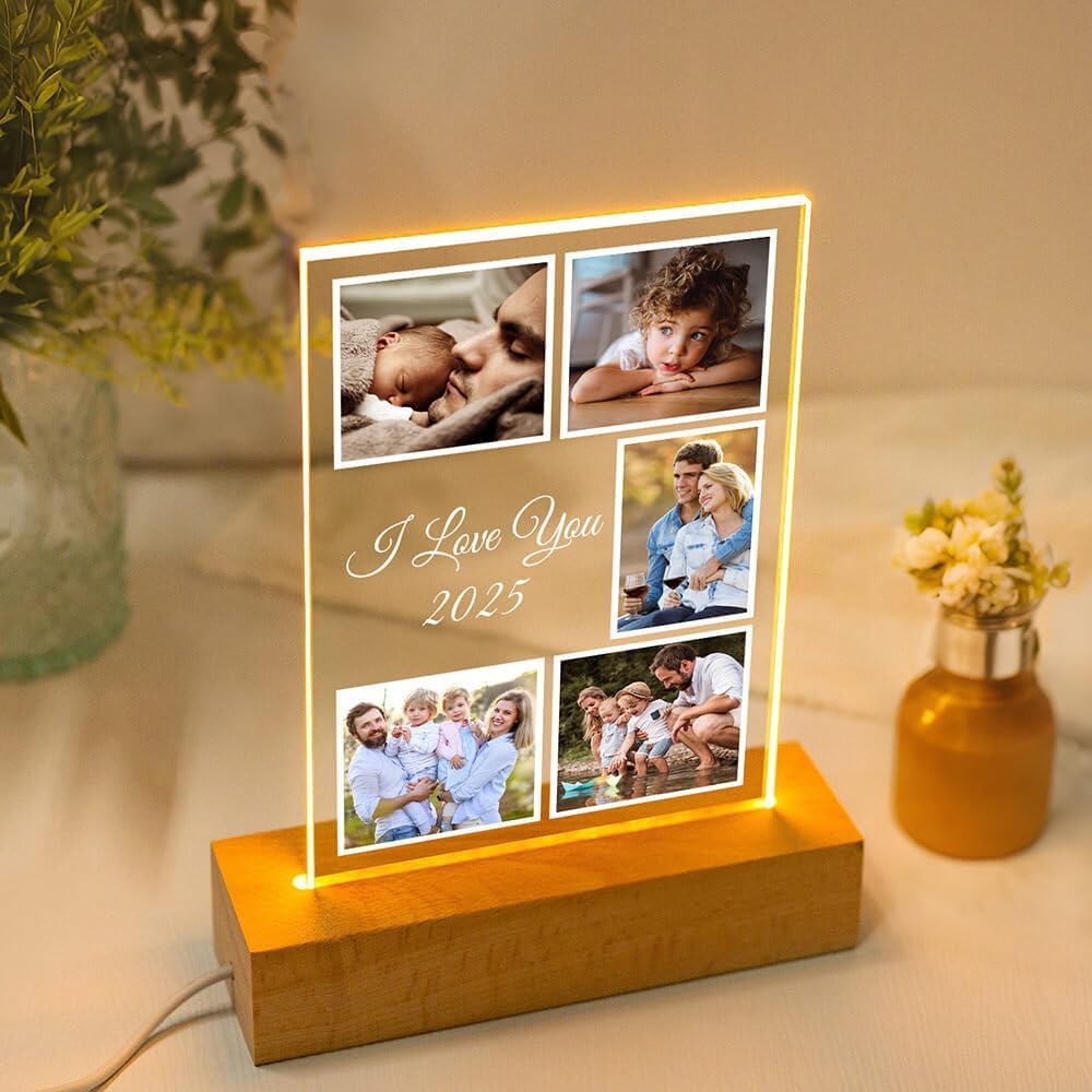 Custom Picture Frames with Photo, Customized Photo Frame with Night Light, Personalized Photo
