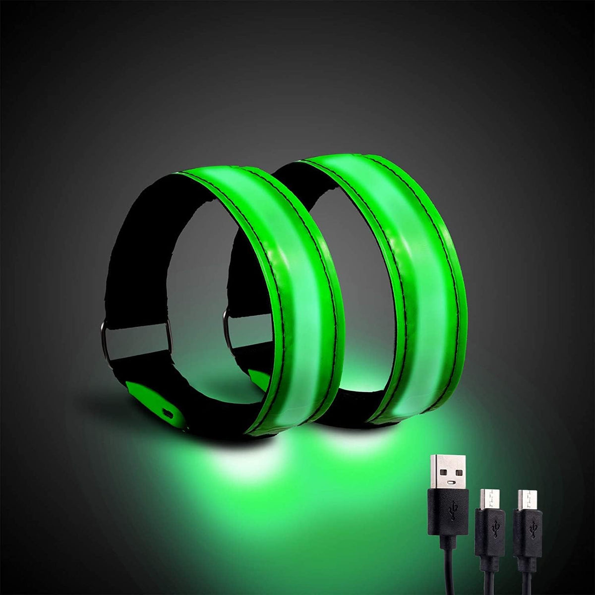 Rechargeable LED Armband for Running(2 Pack), Light Up LED Armband, High Visibility Reflective