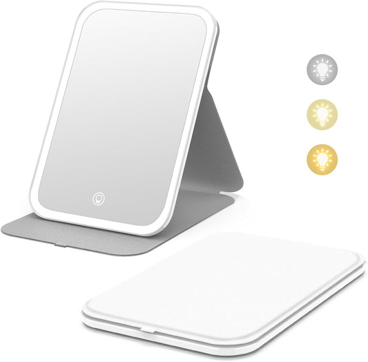 Kintion Travel Makeup Mirror, Portable LED Lighted Makeup Mirror, 360° Rotation Touch Screen Vanity