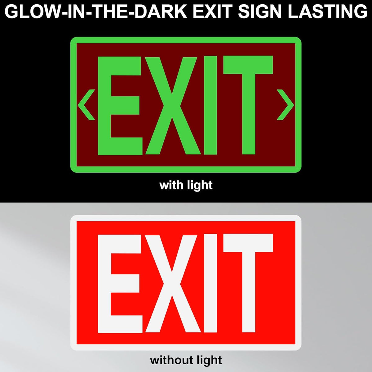 10 Pcs Glow in the Dark Exit Signs for Business 12 x 7 Inch Photoluminescent Signs Stickers for