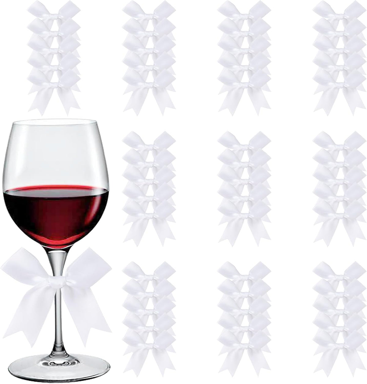 Feluwi White Gift Wrap Bows (50 Pcs) - 3.3 Inch Elegant Plastic-Free Bows for Christmas Gifts