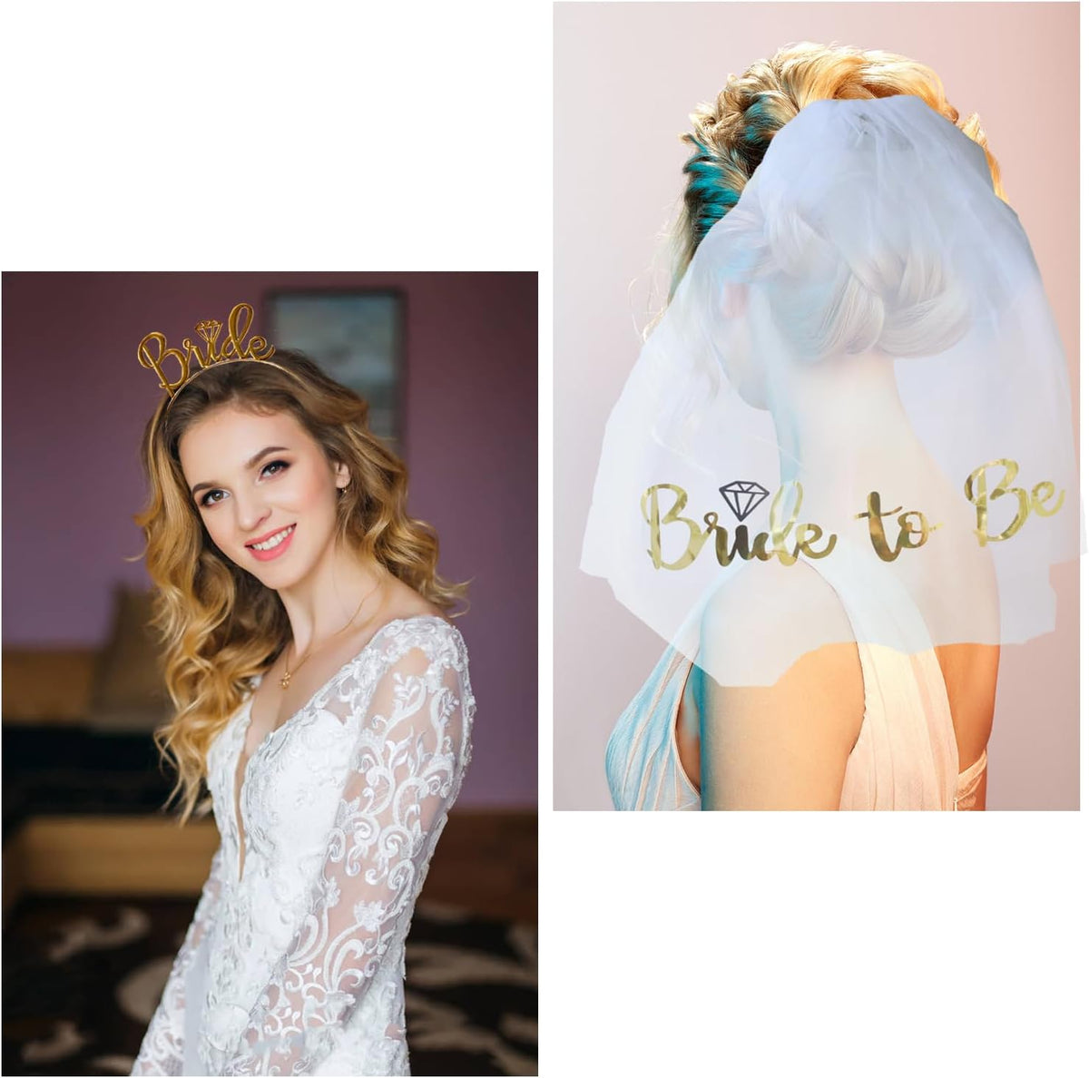 3 Pack Bride to Be Decorations Set, Bride to Be Sash, White Bride Veil, Bride Headband Tiara for