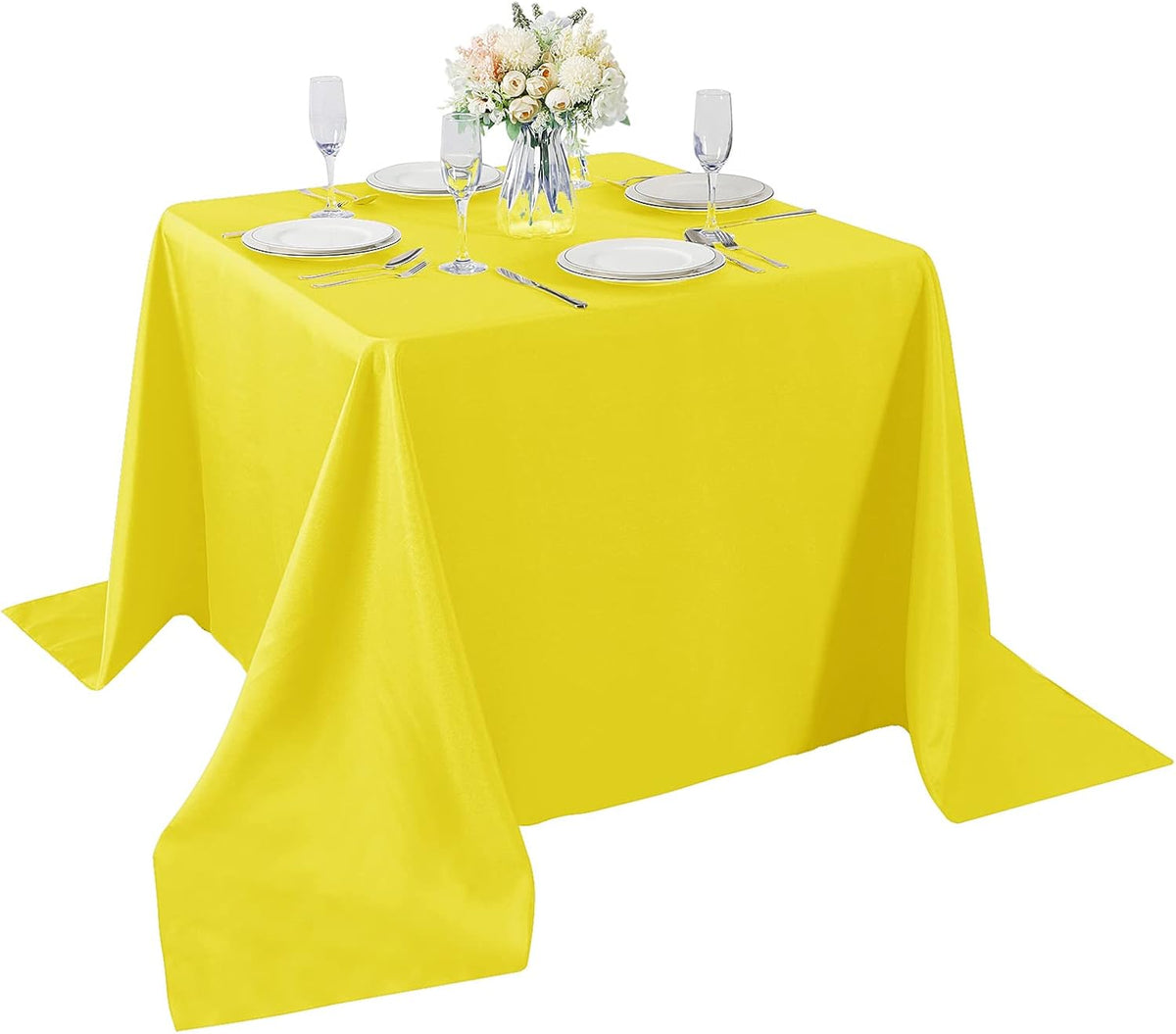 Cupuamon Square Tablecloth 90x90 inch Washable Polyester Fabric Table Cloth for Wedding Party