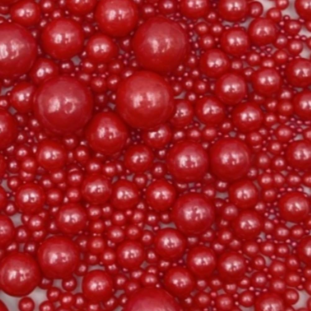 Edible Pearl Sugar Sprinkles Red Candy Mixing Size Baking Edible Cake Decorations Cupcake Toppers
