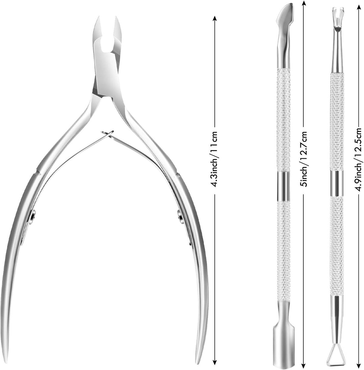Cuticle Trimmer Cuticle Remover with Cuticle Pusher, XUNXMAS Professional Stainless Steel Durable