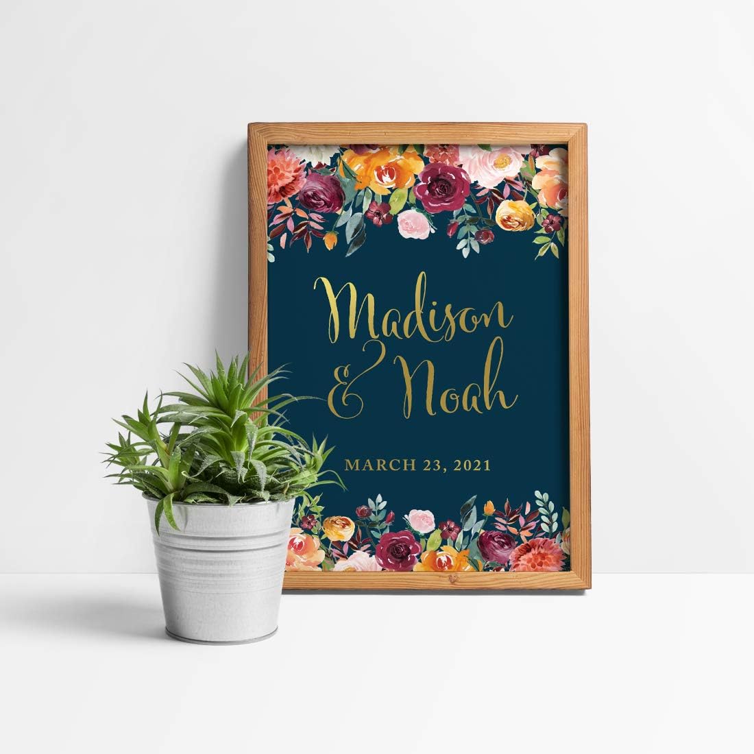 Andaz Press Personalized Extra Large Wedding Easel Board Party Sign, 12x18-inch, Fall Autumn Orange
