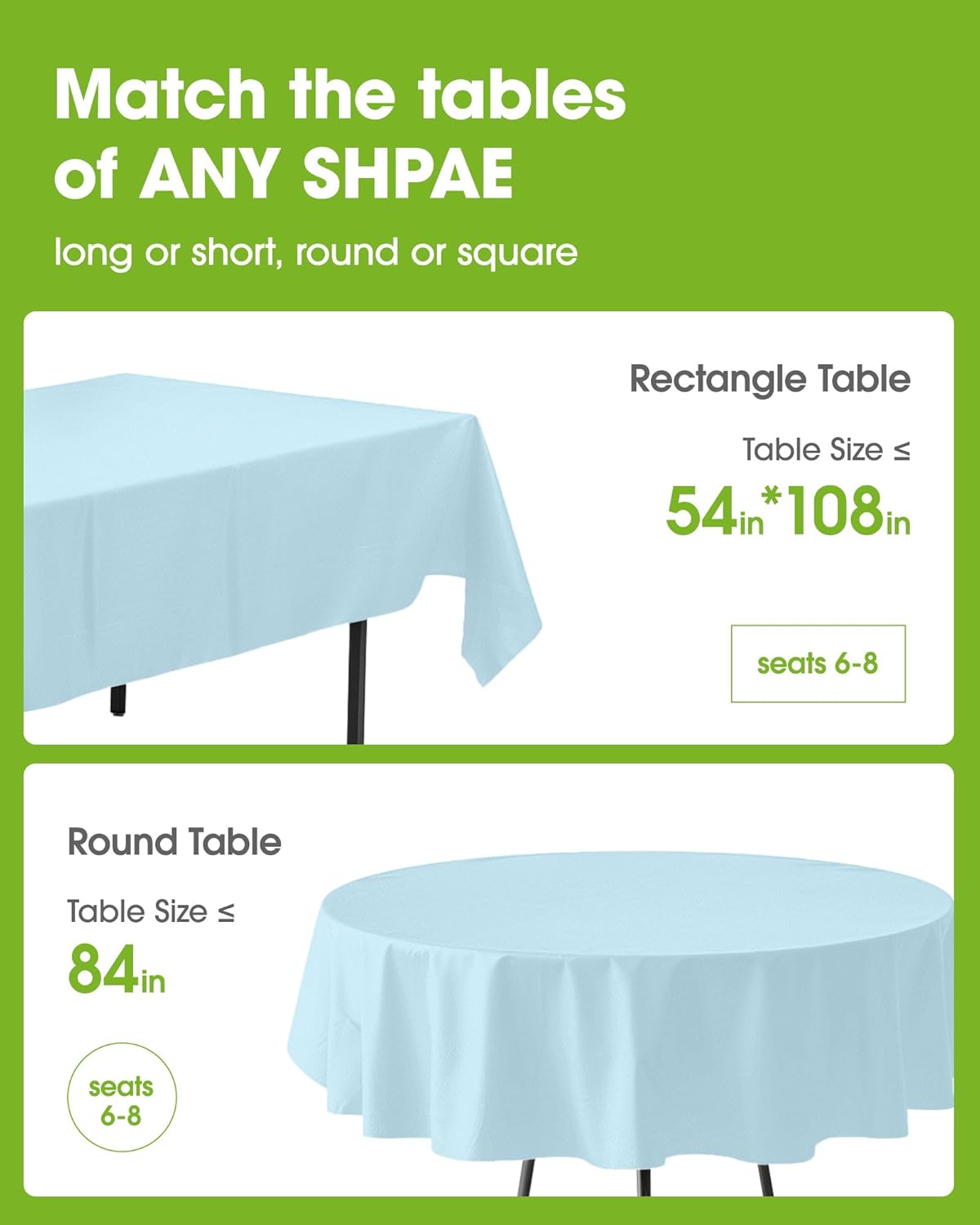 Pureegg Plastic Table Cloth Disposable 10 Pack, 54 x 108 Inch Table Cloths, Easter Party, Picnic