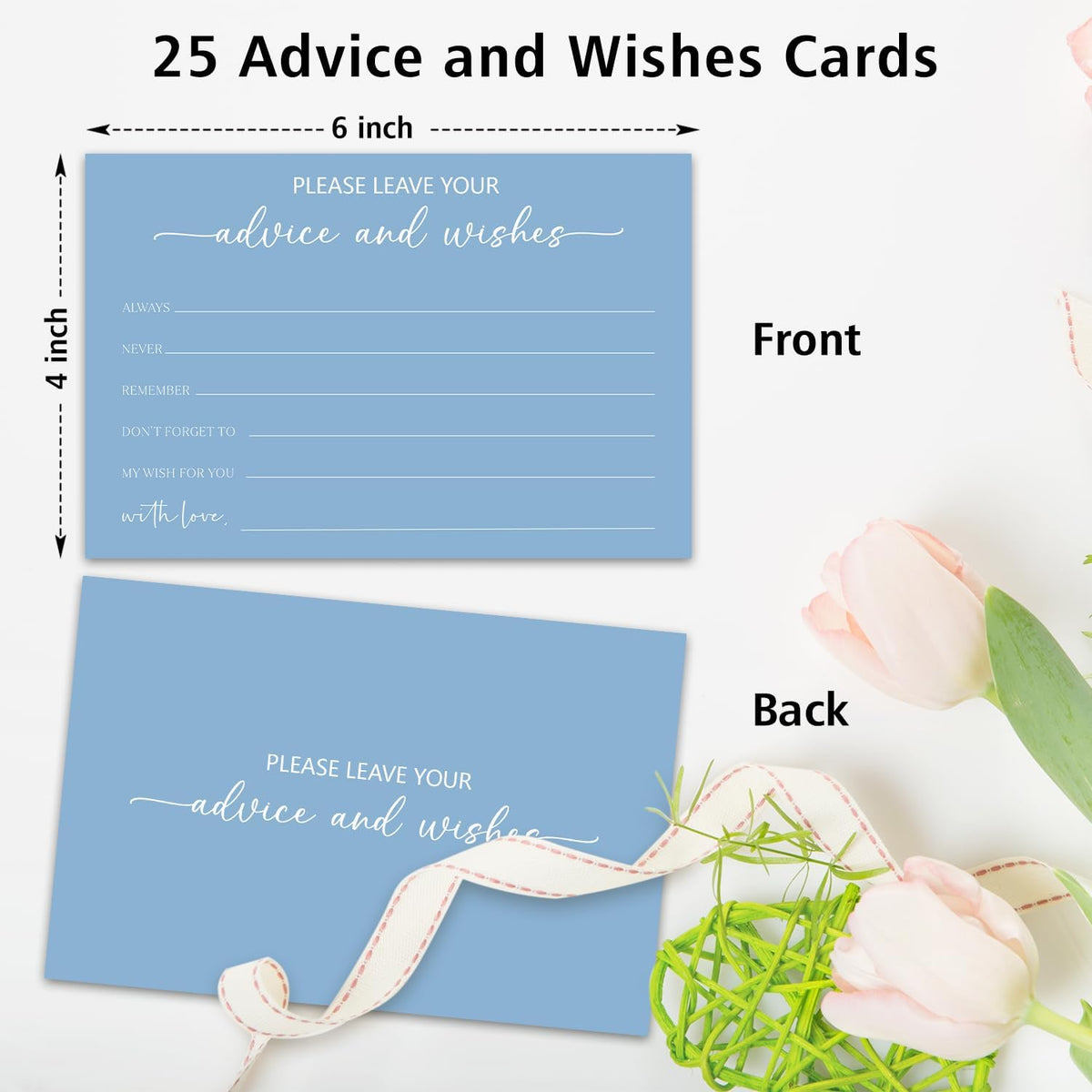 Bule Advice and Wishes Card, Advice Cards for The Bride and Groom, Bridal Shower,Wedding or Baby