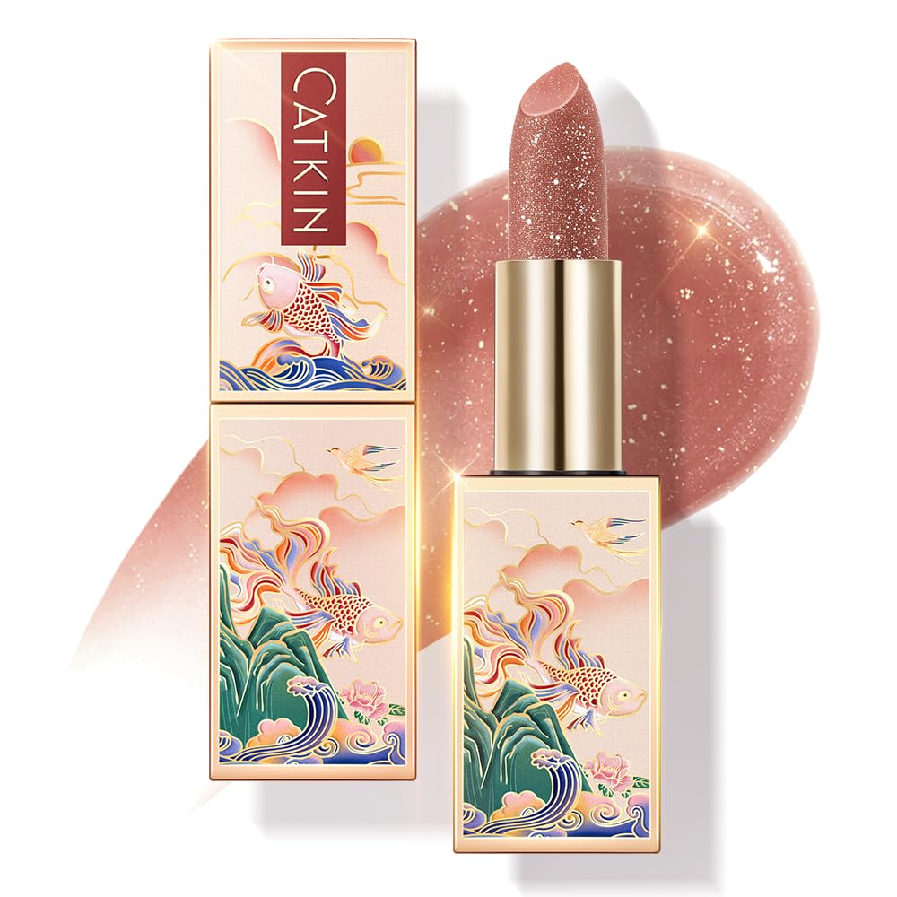 CATKIN Tinted Lip Balm Glitter Lip Stain Ultra Hydrating Lip Moistrurizer Lip Care with Vitamin E
