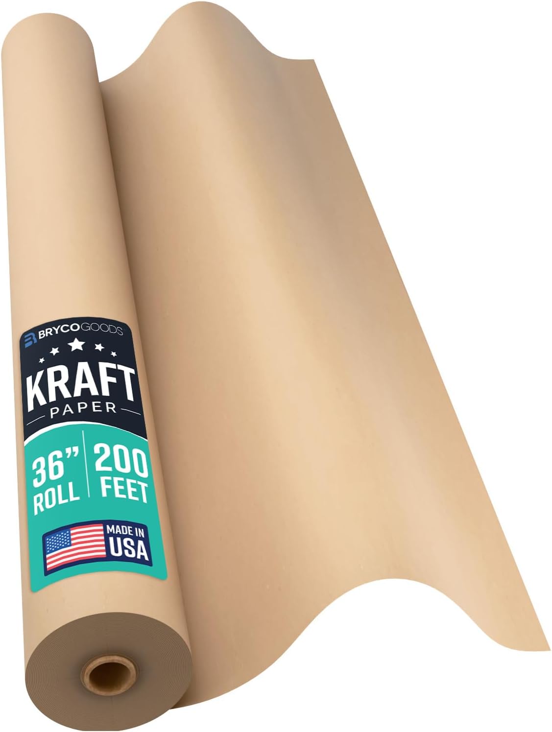 Large Brown Kraft Paper Roll - 36" x 2400" (200’) - Made in USA - Ideal for Gift Wrapping, Packing