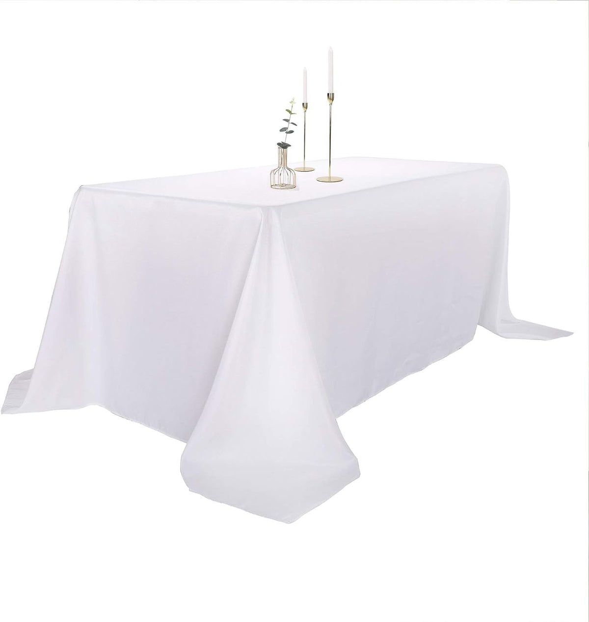 Ascoza 2pack 90x132 Inch White Rectangular Tablecloth 8 Feet Table Cloth in Polyester Fabric for