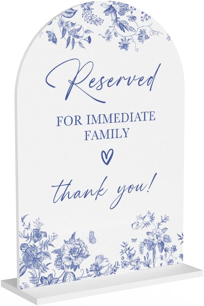Acrylic Wedding Signs, Dusty Blue Wedding Decor, Blue Weddings Decor, Reserved for Immediate Family