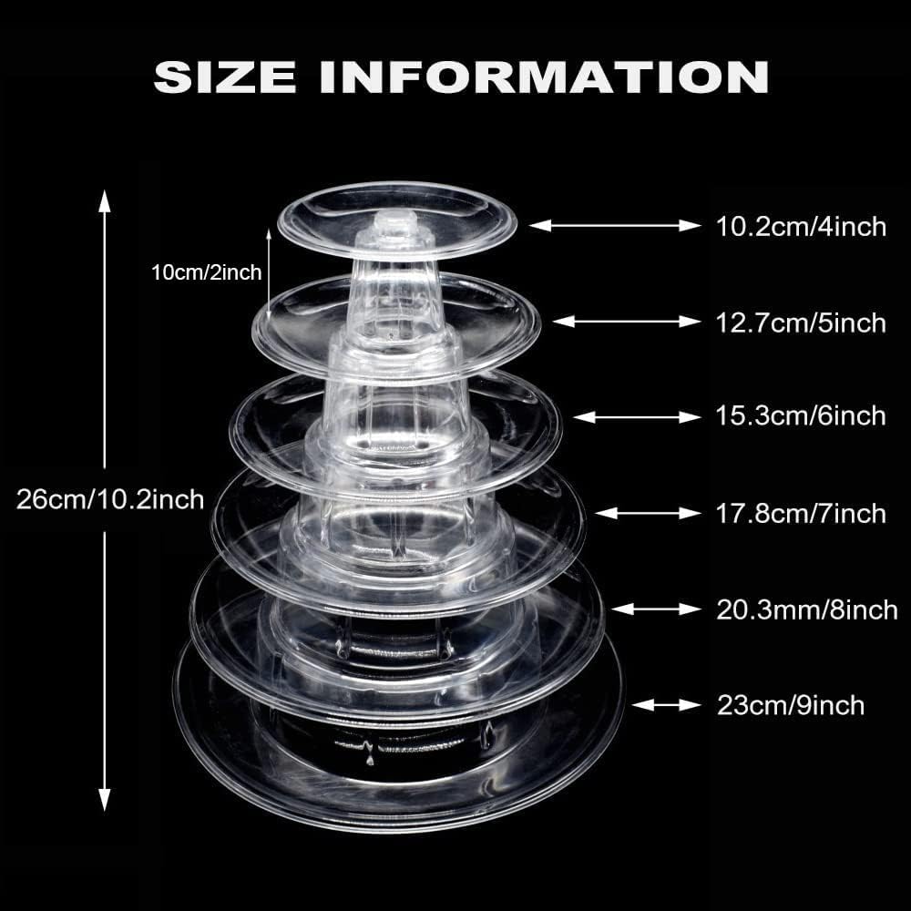 6 Tiers Macaroon Tower Stand, Round Macaron Tower Cake Display Rack Plastic Cupcake Stand Macarons