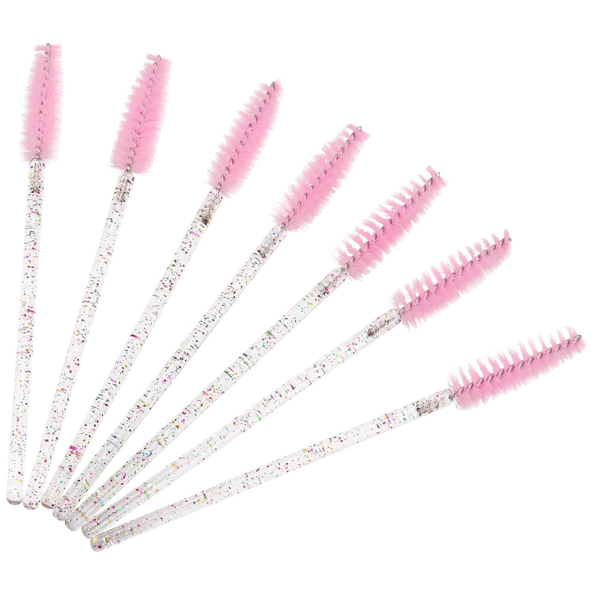 BTYMS 100 Pieces Crystal Eyelash Mascara Brushes Spoolie Brush Lash Wands Applicator Disposable