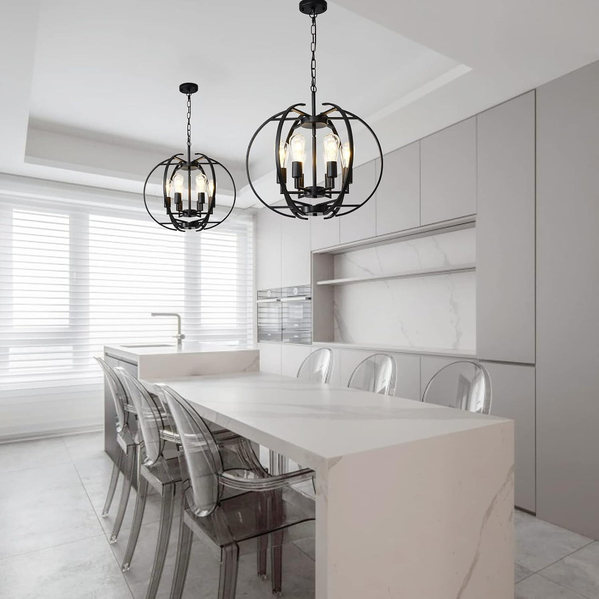 Pendant Lights Globe Black Chandeliers Lighting, Hallway Light Fixtures Ceiling Adjustable Hanging