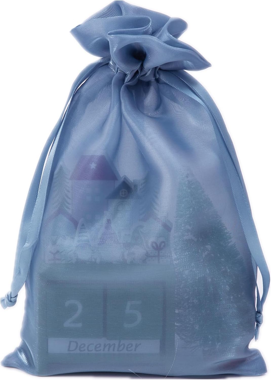 QIANF 20 Pcs Dark Blue Organza Bags 6X9 inch for Wedding Favors with Drawstring, Large Mesh Gift