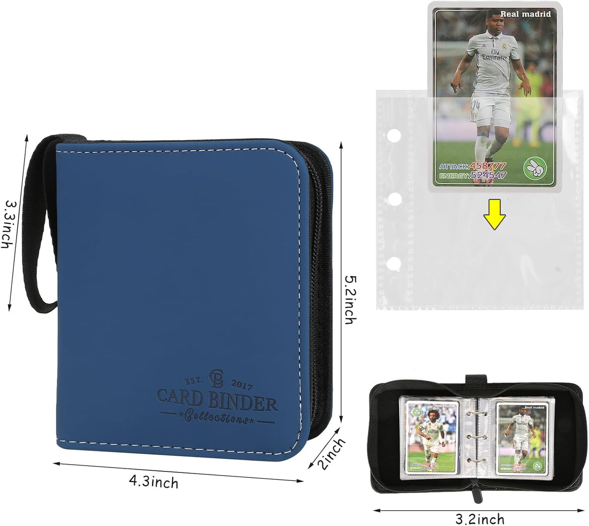Trading Card Binder, Card Collection Binder Album Folder with 80 Side Loading Pockets, 1 Pocket