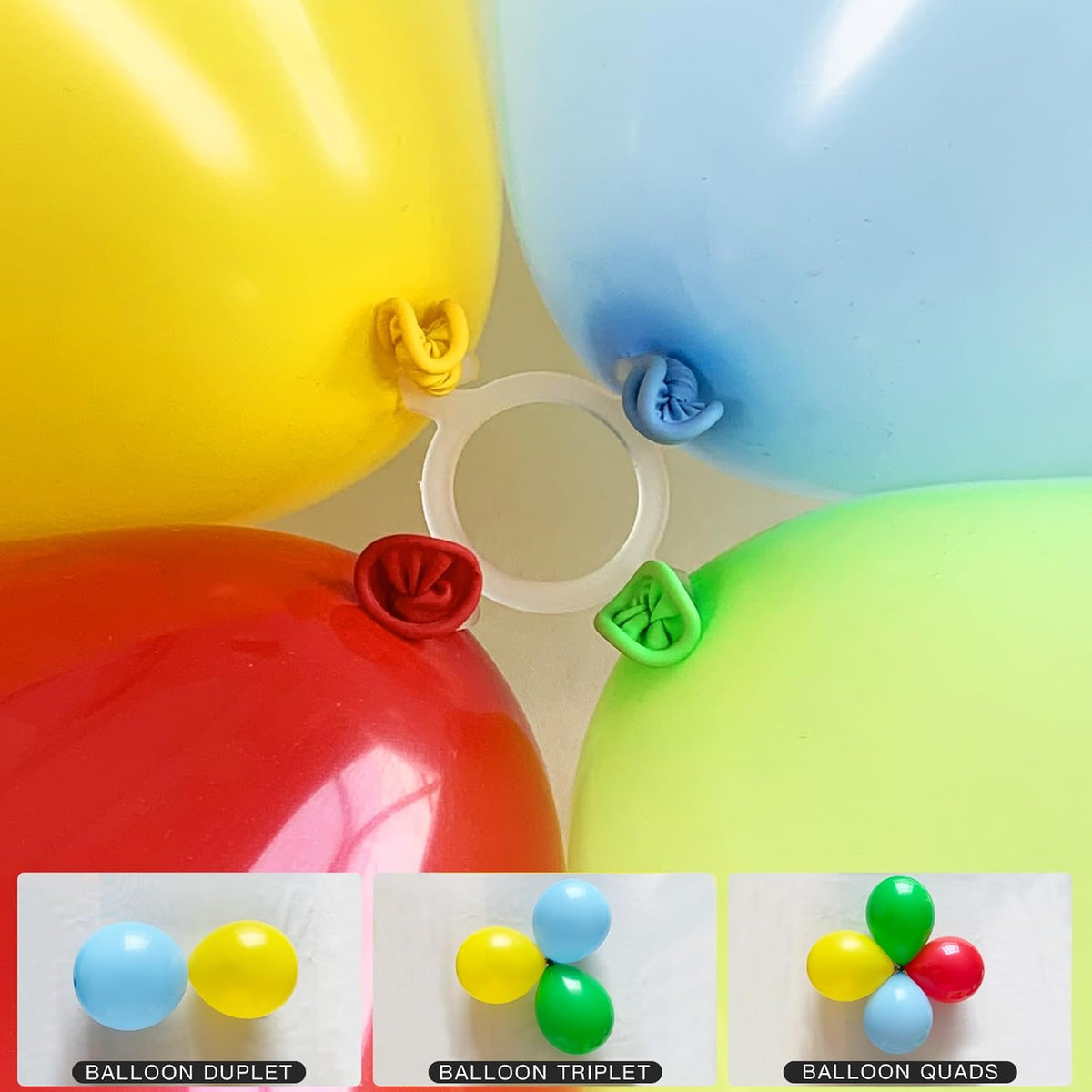 YALLOVE Balloon Clips, 150 Pack Balloon Quads for Balloon Stand, Balloon Holder for Birthday Baby