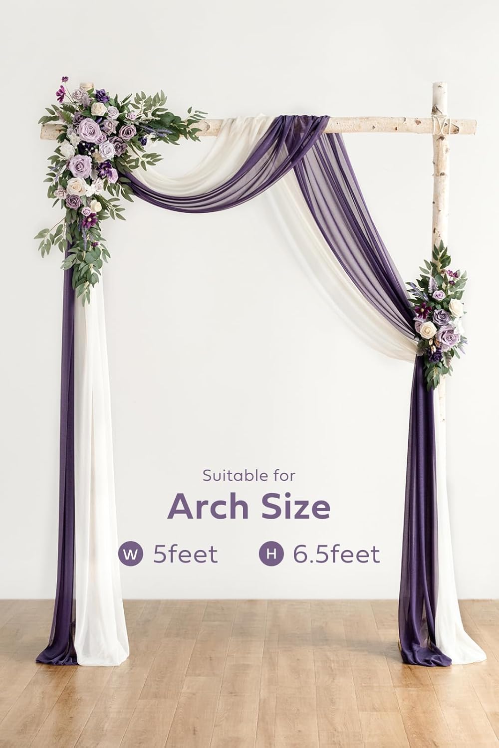 Ling's moment Purple Lilac Artificial Wedding Arch Flowers Kit Pack of 4, 2pcs Hanging Flower
