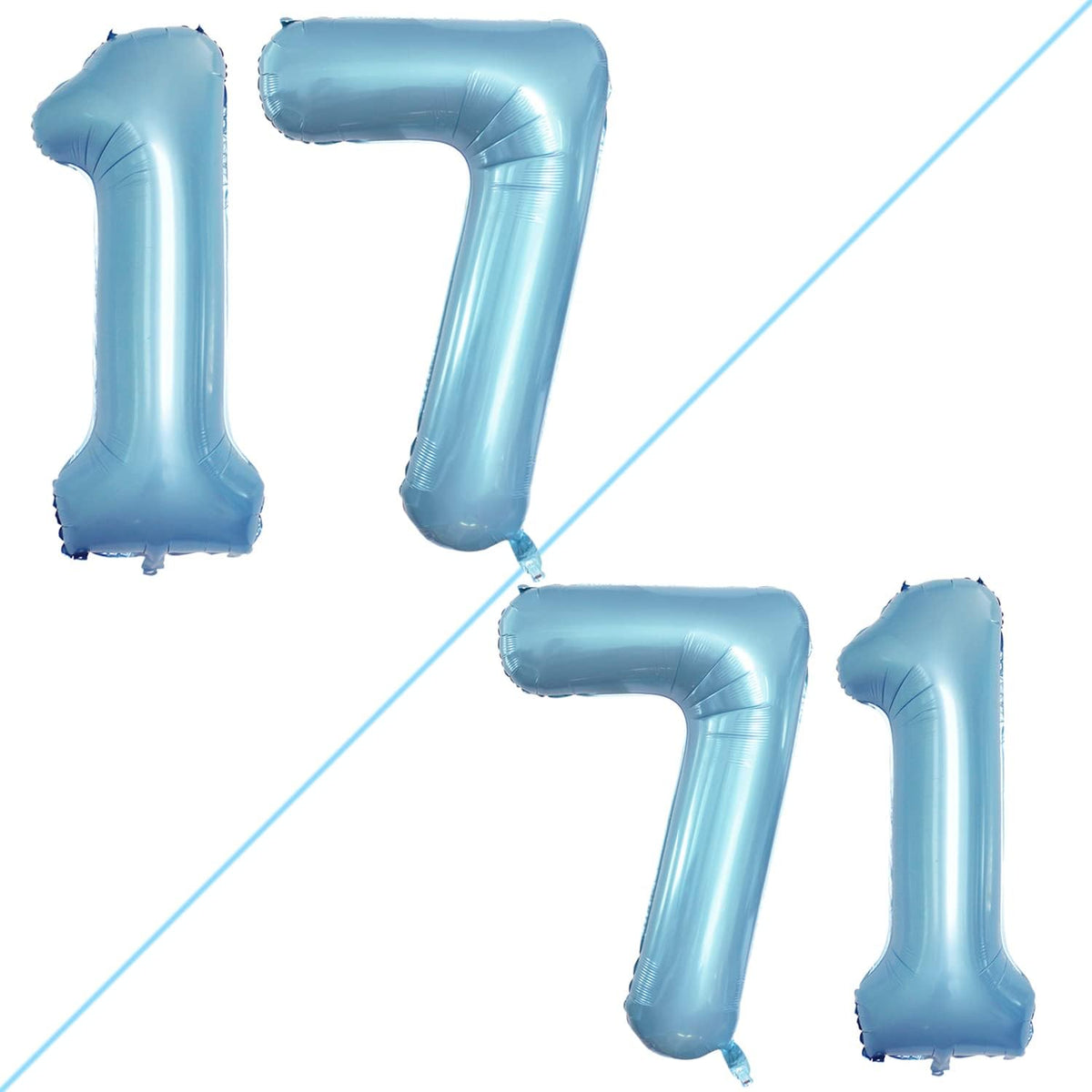 GOER Number 17 Balloons for 17th Birthday Sweet 17 Party Decorations,42 Inch Jumbo Foil Helium 71