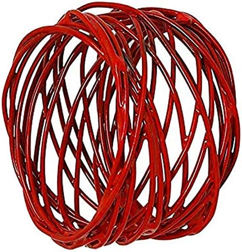 Handmade Round Red Mesh Napkin Rings Set of 12 Holder for Dinning Table Parties Everyday, Dia: 2