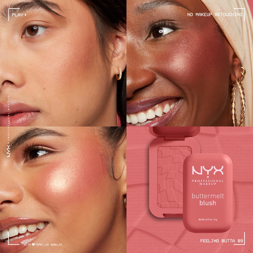 NYX PROFESSIONAL MAKEUP Buttermelt Powder Blush, Fade and Transfer-Resistant Blush, Up to 12HR Make