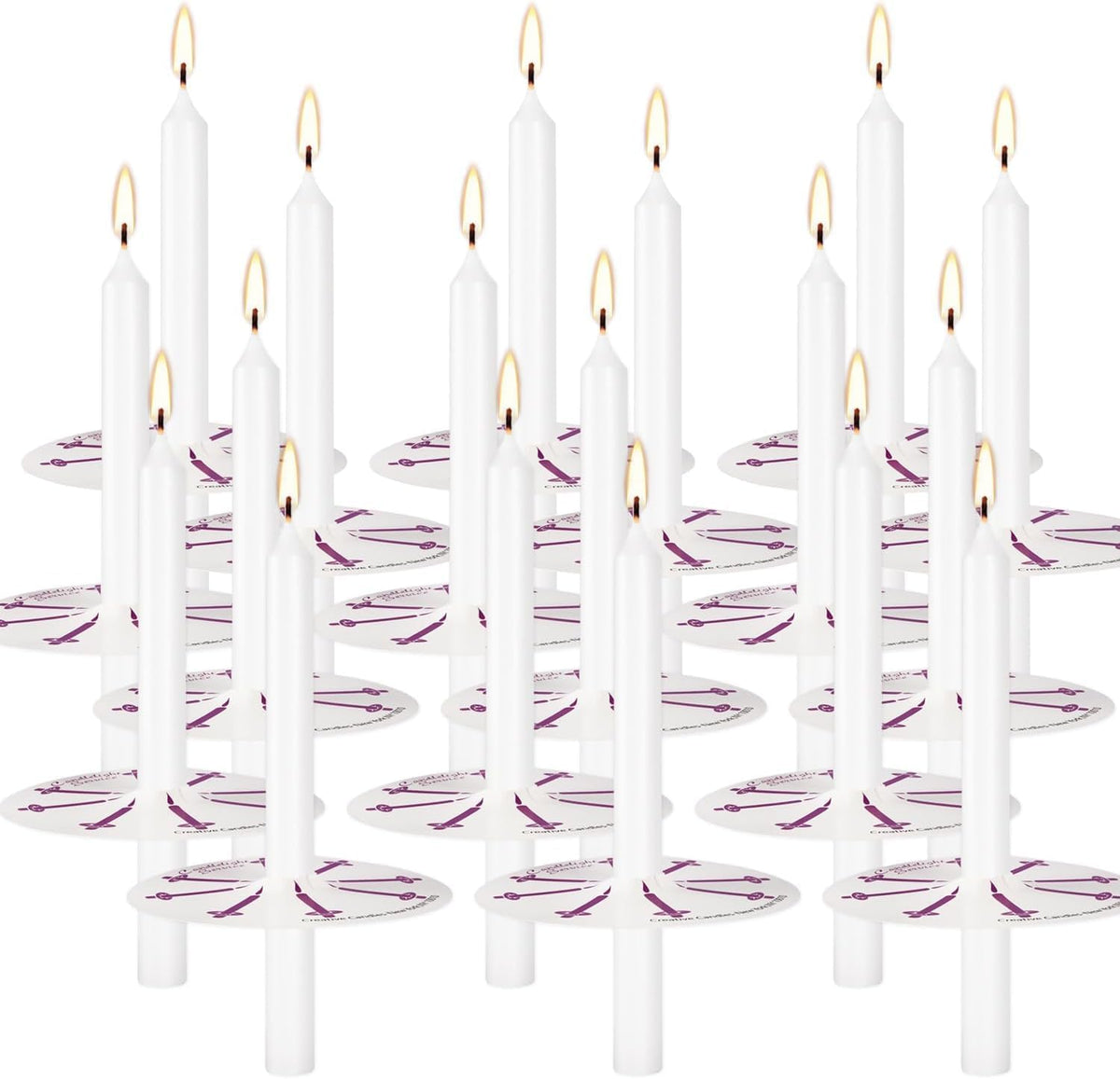 100 pcs Church Candles with Drip Protectors for Devotional Candlelight Vigil Service, Unscented