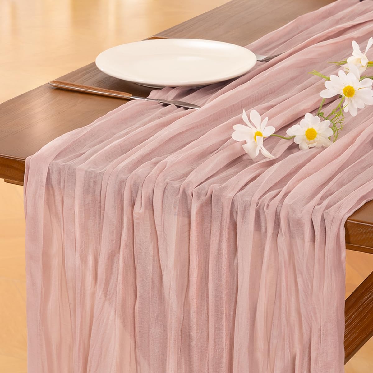 Pink Cheesecloth Table Runner Summer Boho Wedding Birthday Party Home Decor