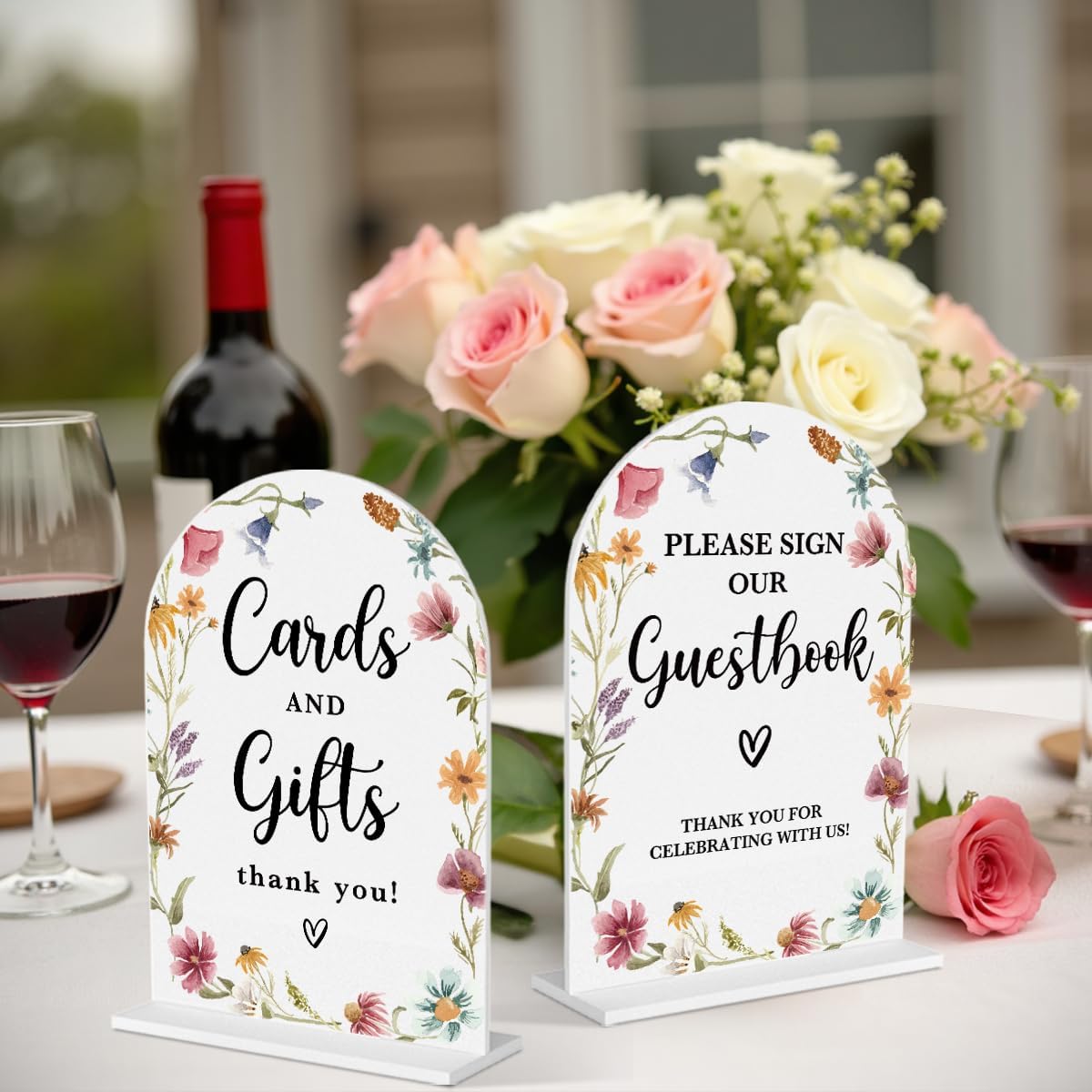 2 Pcs Acrylic Wedding Signs for Reception, Bridal Shower Decorations, Cards and Gifts Signs, Guest