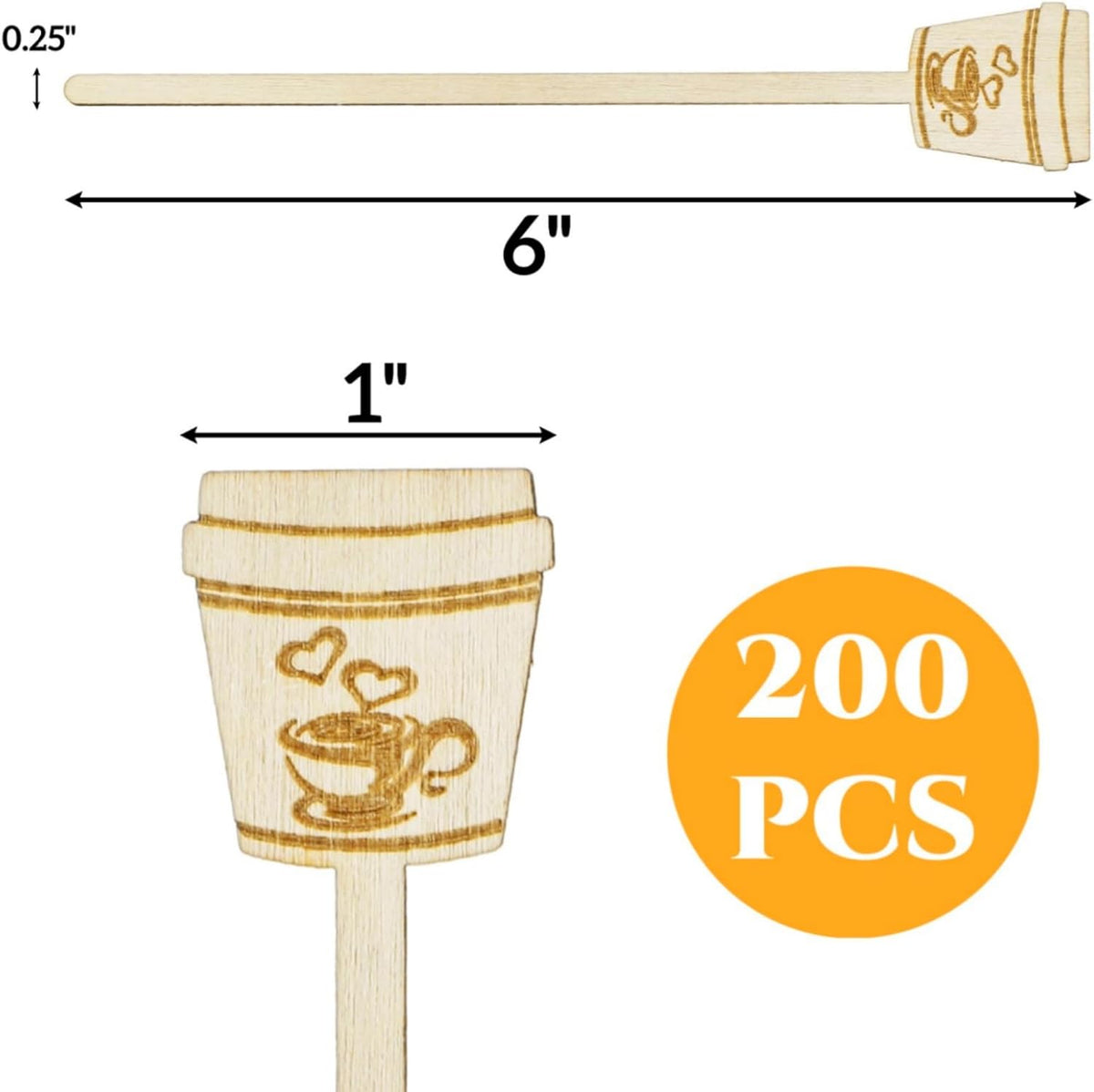 200 Pieces Wooden Coffee Stirrers, 6 inch Disposable Coffee Stir Sticks, Hot Drink Beverage