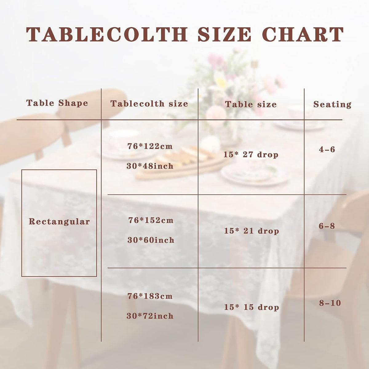LuoluoHouse Rustic Ivory Wedding Tablecloths Lace Chic Rectangular Tablecloths for Wedding