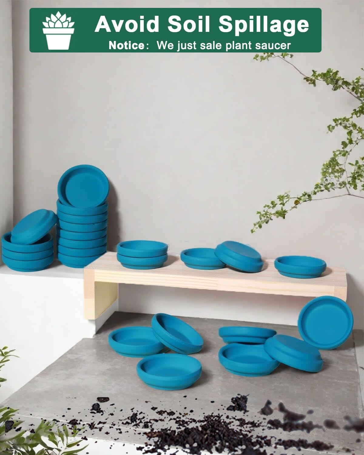vensovo 2 Inch Steel Blue Terracotta Plant Saucer Pots Tray - 12 pcs Mini Planter Saucers for