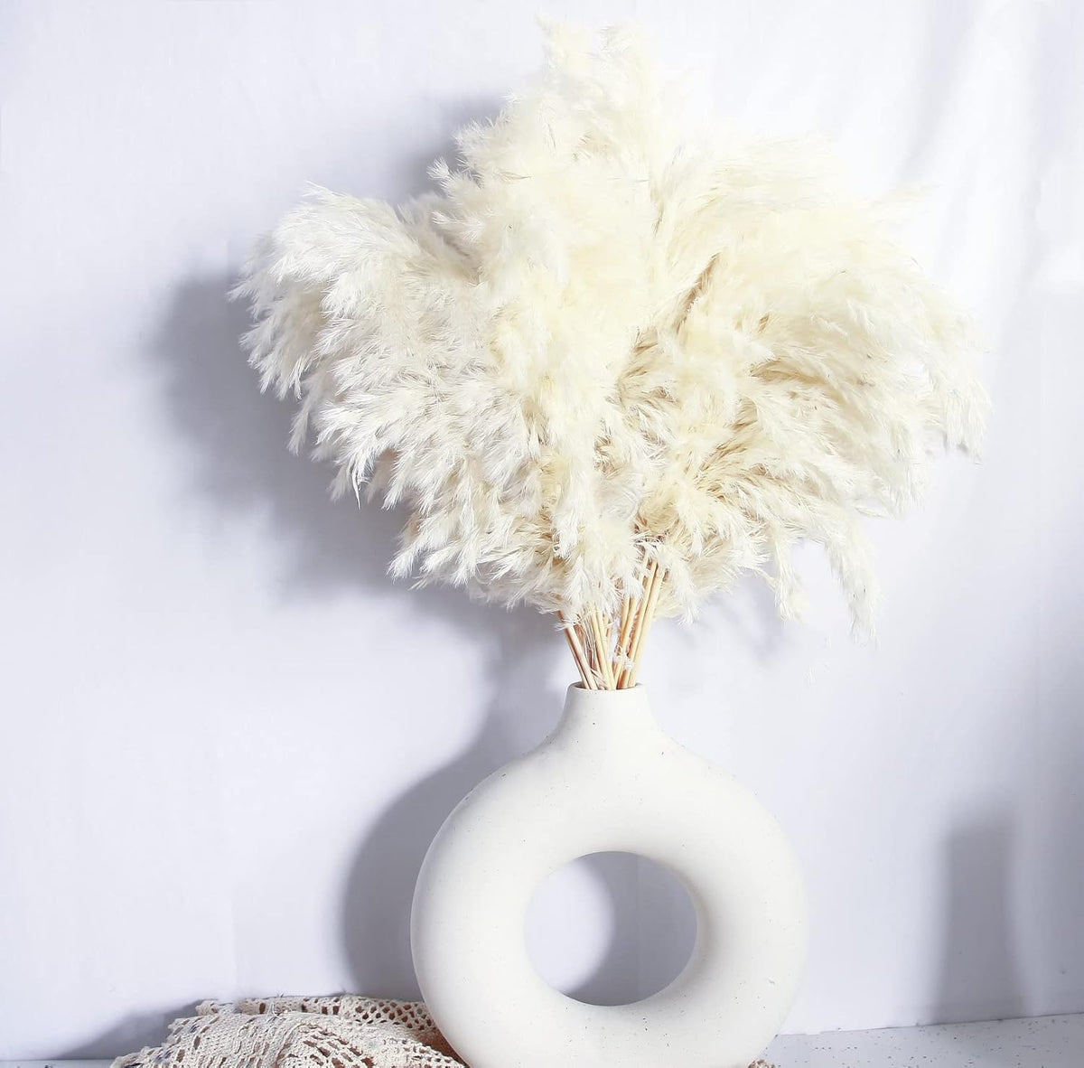 White Pampas Grass for Home Decor - Elegant Boho Decor - Premium Quality Pampas Grass Stems