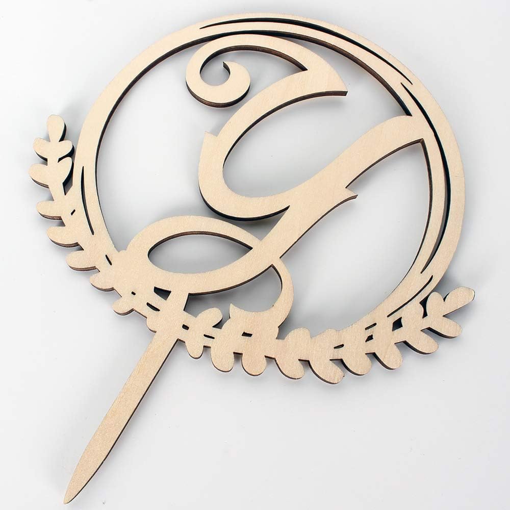 LINGTEER Personalized Inital Letter Y Wooden Cake Topper Perfect for Birthday Rustic Wedding