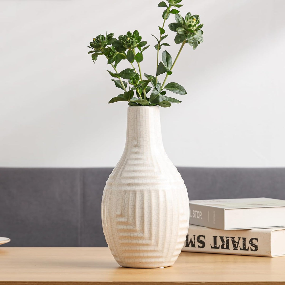 hjn hjn White Vase -Ceramic Vase for Home Decor, Modern Decor Vases for Living