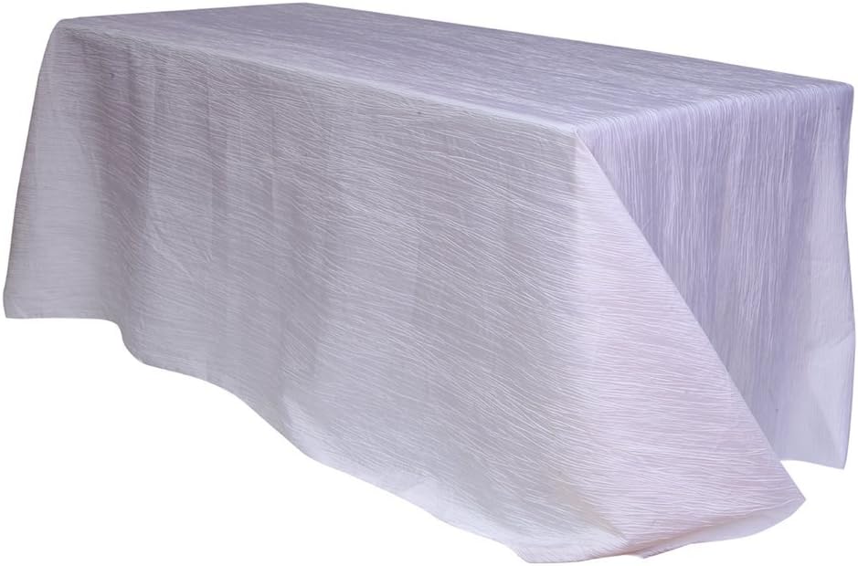 YOUR CHAIR COVERS - 90 x 156 inch Rectangular Crinkle Taffeta Tablecloth - White, Rectangle Table