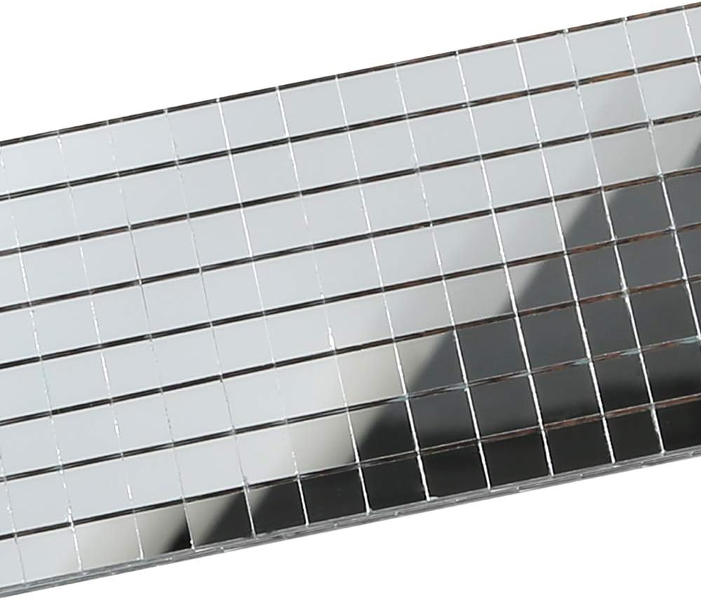 PP OPOUNT 9440 PCS Self Adhesive Mirror Mosaics Sheets, 5 x 5 mm Silver Mirrors Mosaic Square Glass